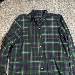 Chaps Women’s Plaid Button Up Shirt XL Green Navy Red Cotton Preppy Classic Fall